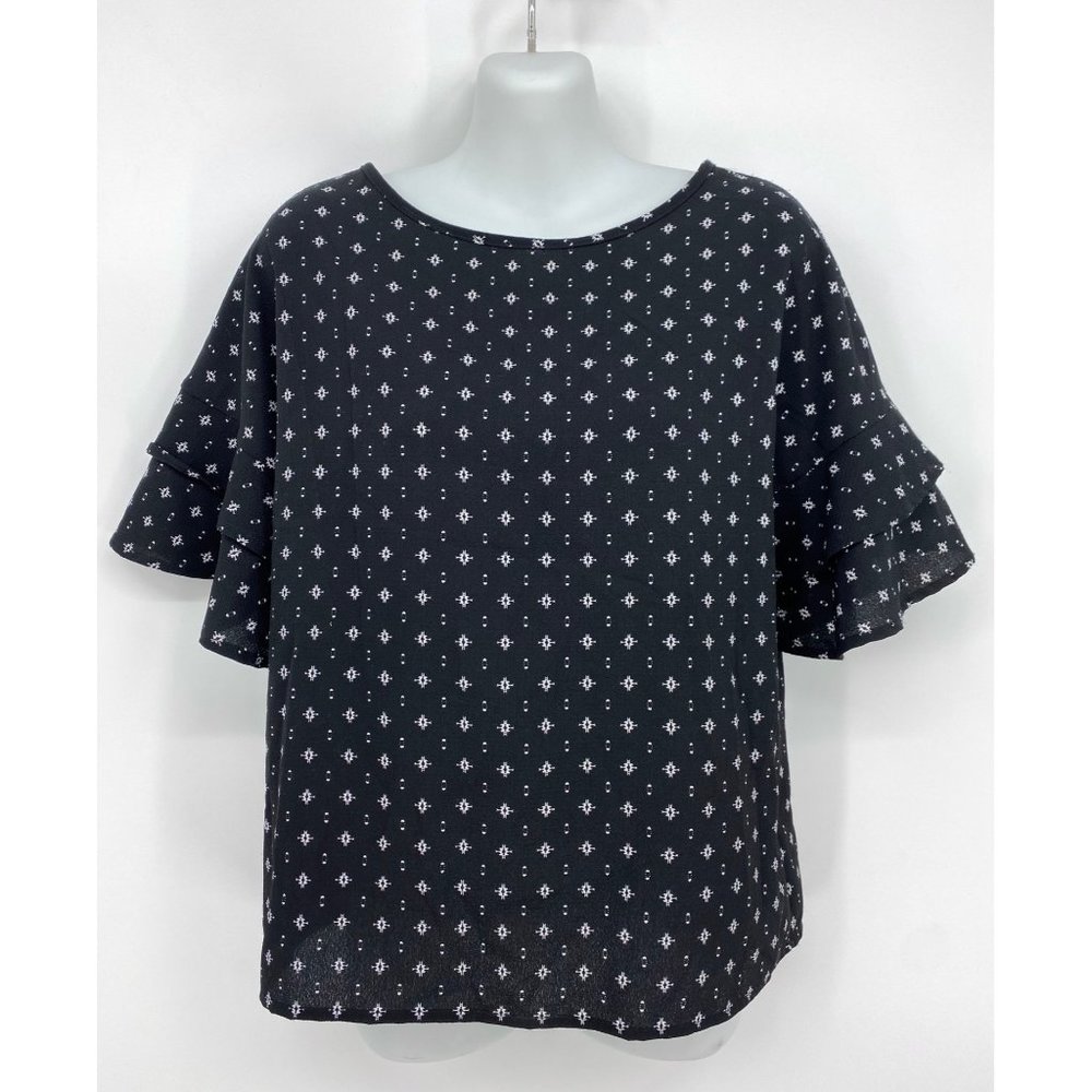 The Outfit Ruffle Bell Flutter Short Sleeve Blouse Top NEW WITH TAGS